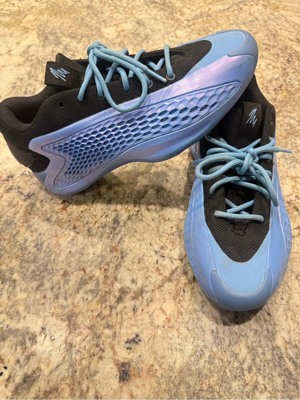 adidas Kids Light Blue and Black Sneakers - Lace-Up Athletic Shoes